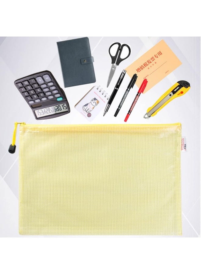YelaJoy 15 Pack Mesh Zipper Pouch Document Bags,A3|a4|a5 Size Document Bags Plastic Zip File Folders 5 Color Organize Bags Waterproof File Envelopes for School Office Supplies Cosmetics Travel Storage - Image 4